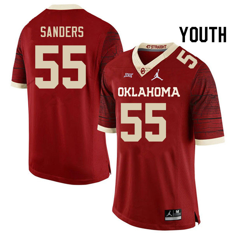 Youth #55 Ashton Sanders Oklahoma Sooners College Football Jerseys Stitched-Retro - Click Image to Close